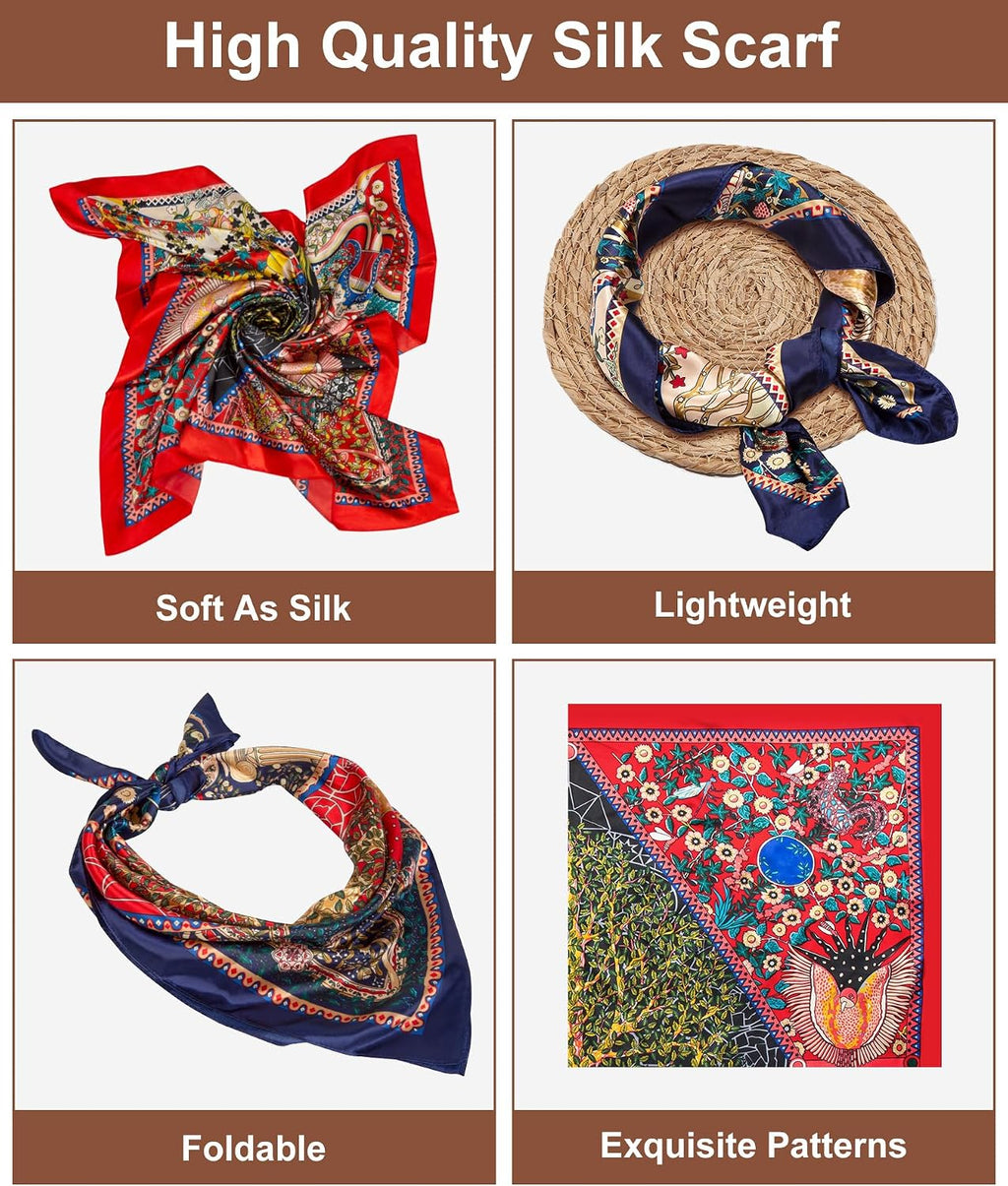 Senker Fashion 2Pcs 35" Silk Head Scarf for Women