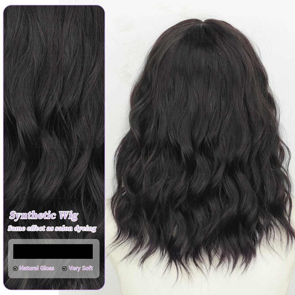 AISI HAIR 14Inch Dark to Light Blonde Wig for Women,Wave Synthetic Lace Wig