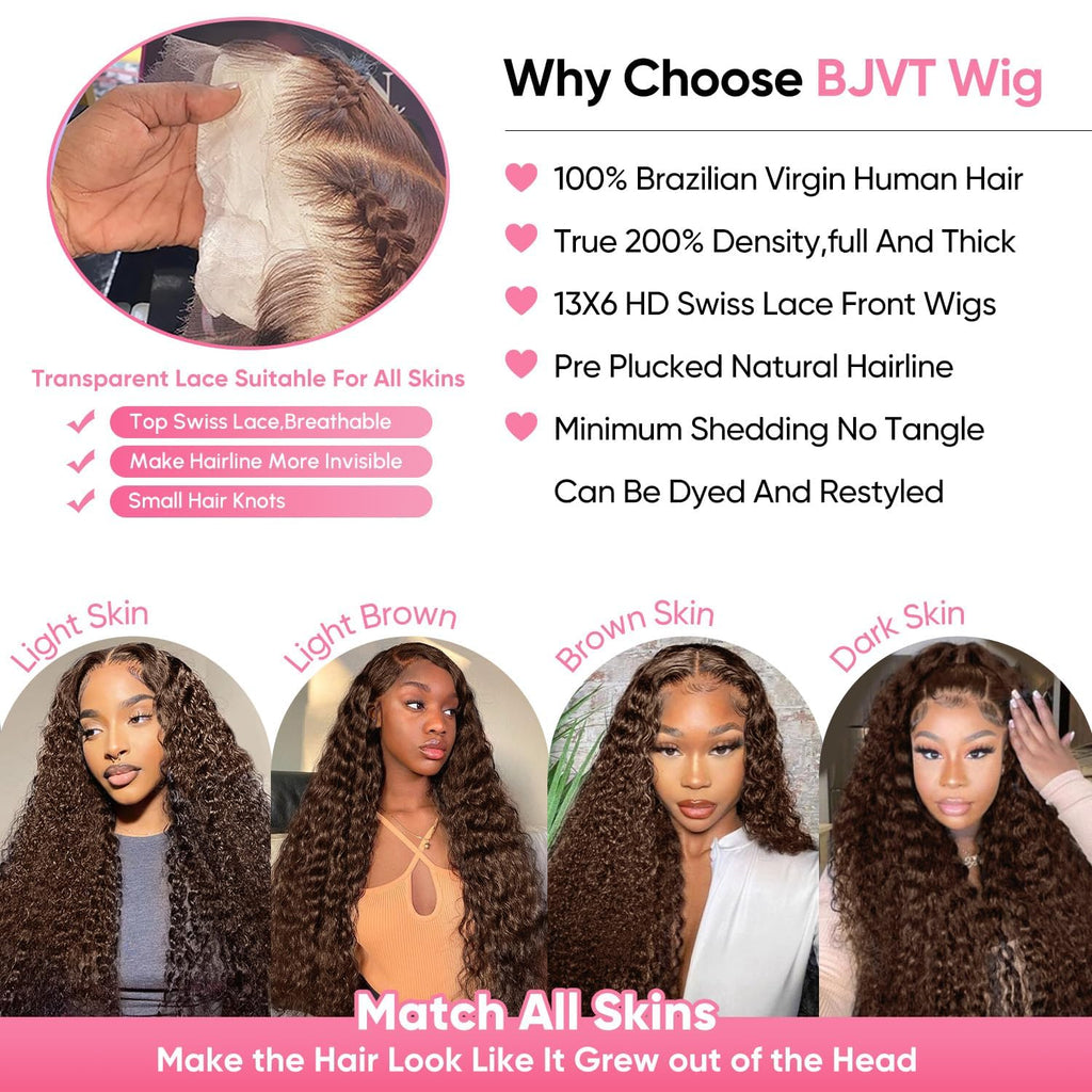 13x6 Deep Wave Lace Front Wigs Human Hair Glueless Wig 200 Density 30 Inch
