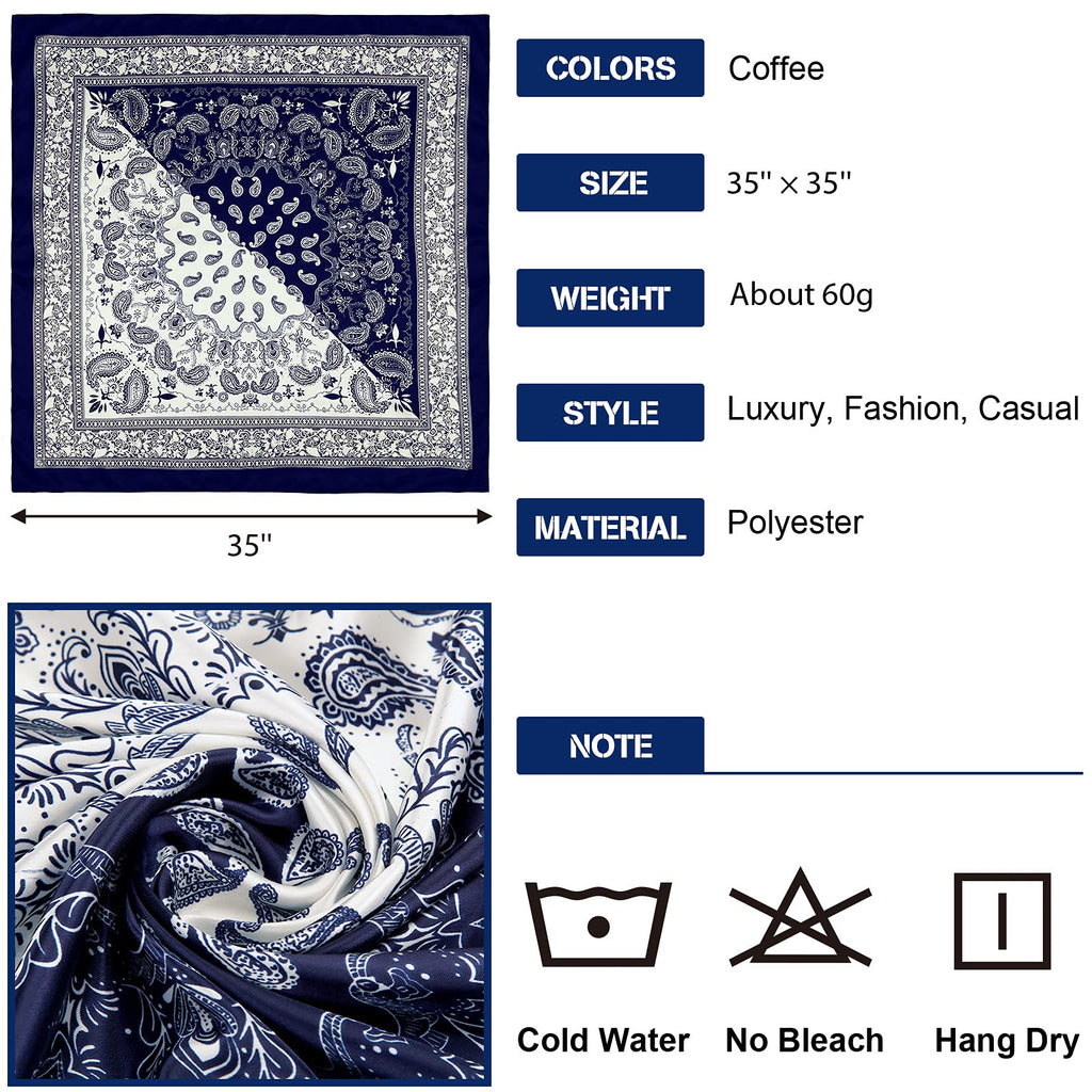 Honoson 4 Pcs 35 Inch Satin Head Scarf Bandanas for Women