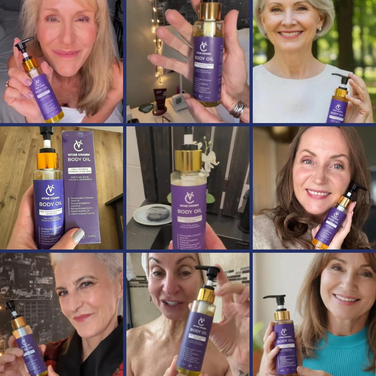 Body Oil for Crepey, Dry & Mature Skin | 3.4 fl oz | 9 Oils Mix