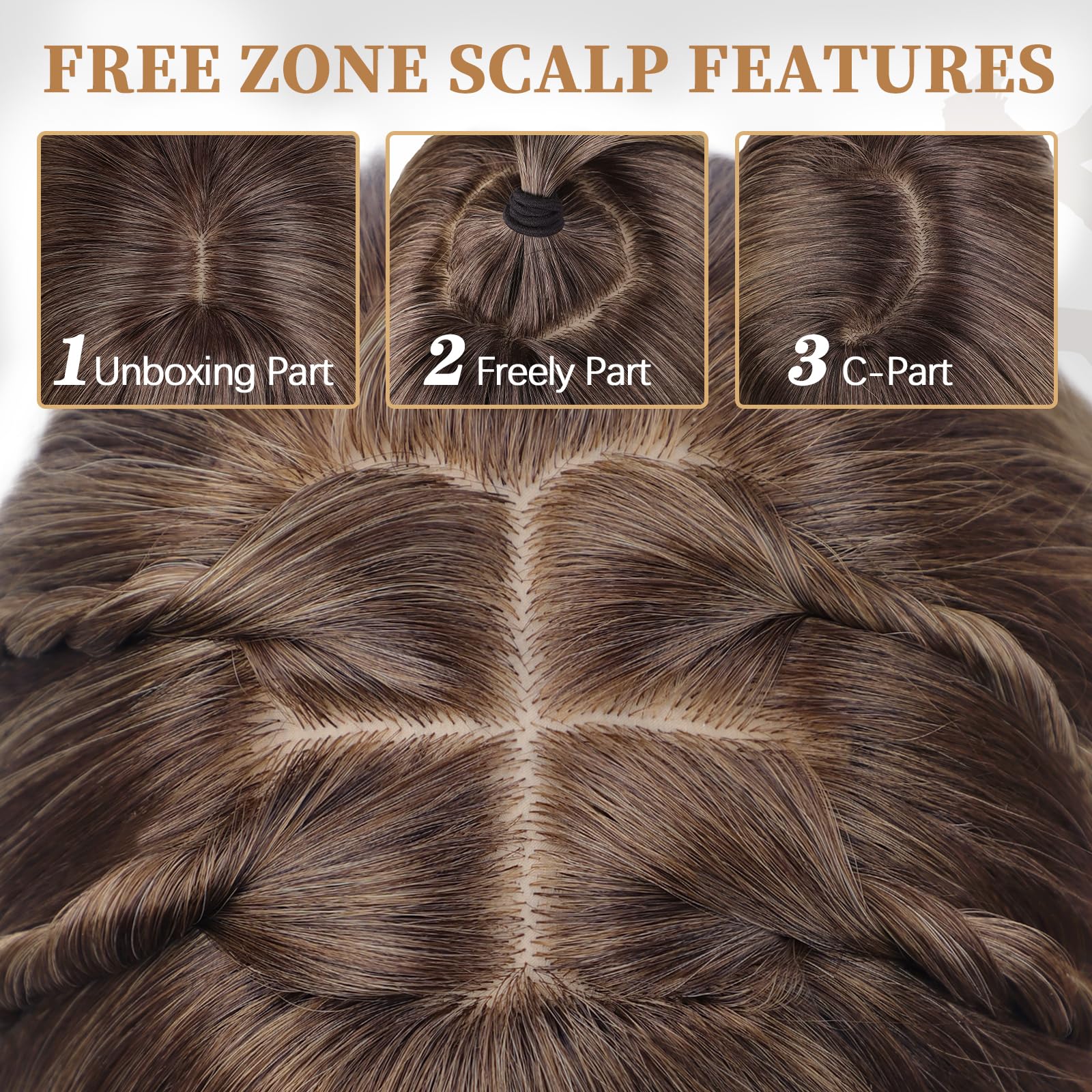 XIXIBI Wig with Bangs for Women,Long Straight,Brown Blonde Highlight