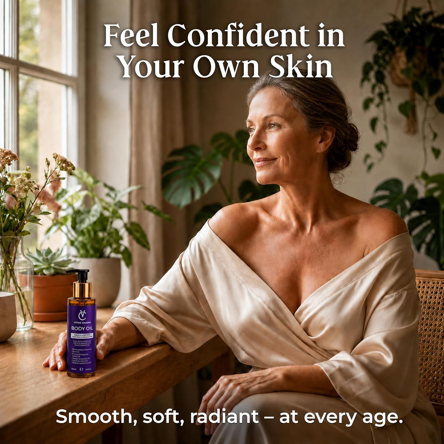 Body Oil for Crepey, Dry & Mature Skin | 3.4 fl oz | 9 Oils Mix