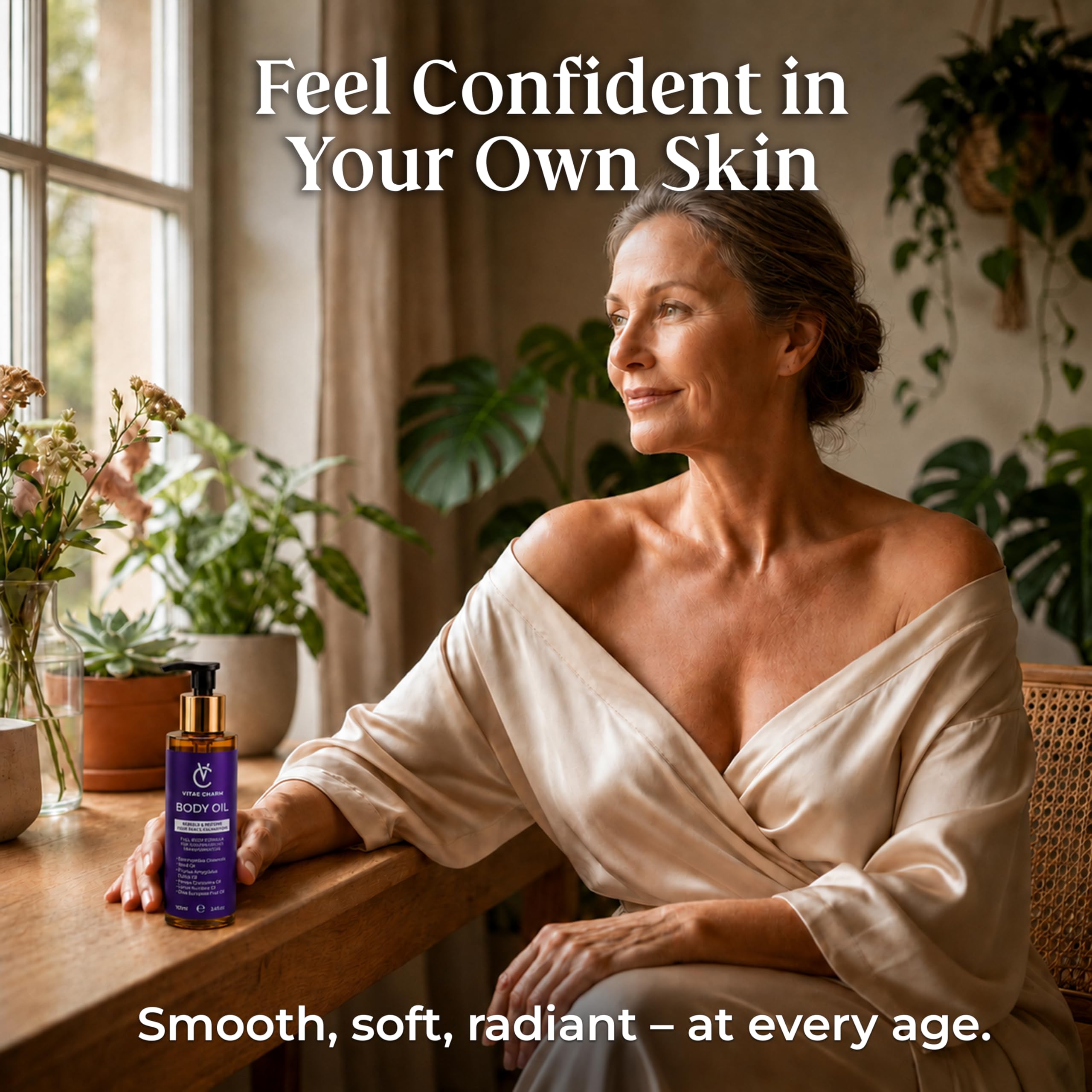 Body Oil for Crepey, Dry & Mature Skin | 3.4 fl oz | 9 Oils Mix