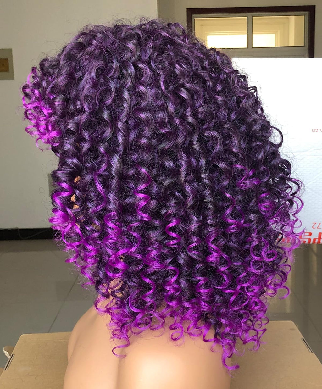 Curly Afro Wigs for Black Women Kinky Curly Wig with Bangs Synthetic Fiber Natural Looking Glueless Hair for Daily Wear
