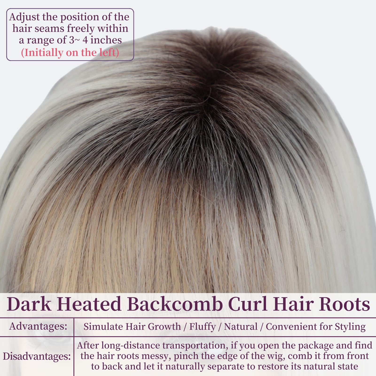 RENERSHOW Ombre Blonde Highlight Layered Bob Wig with Bangs for White Women