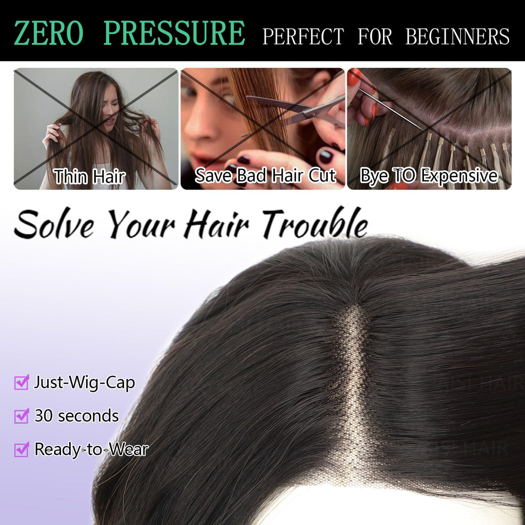 AISI HAIR 14Inch Dark to Light Blonde Wig for Women,Wave Synthetic Lace Wig