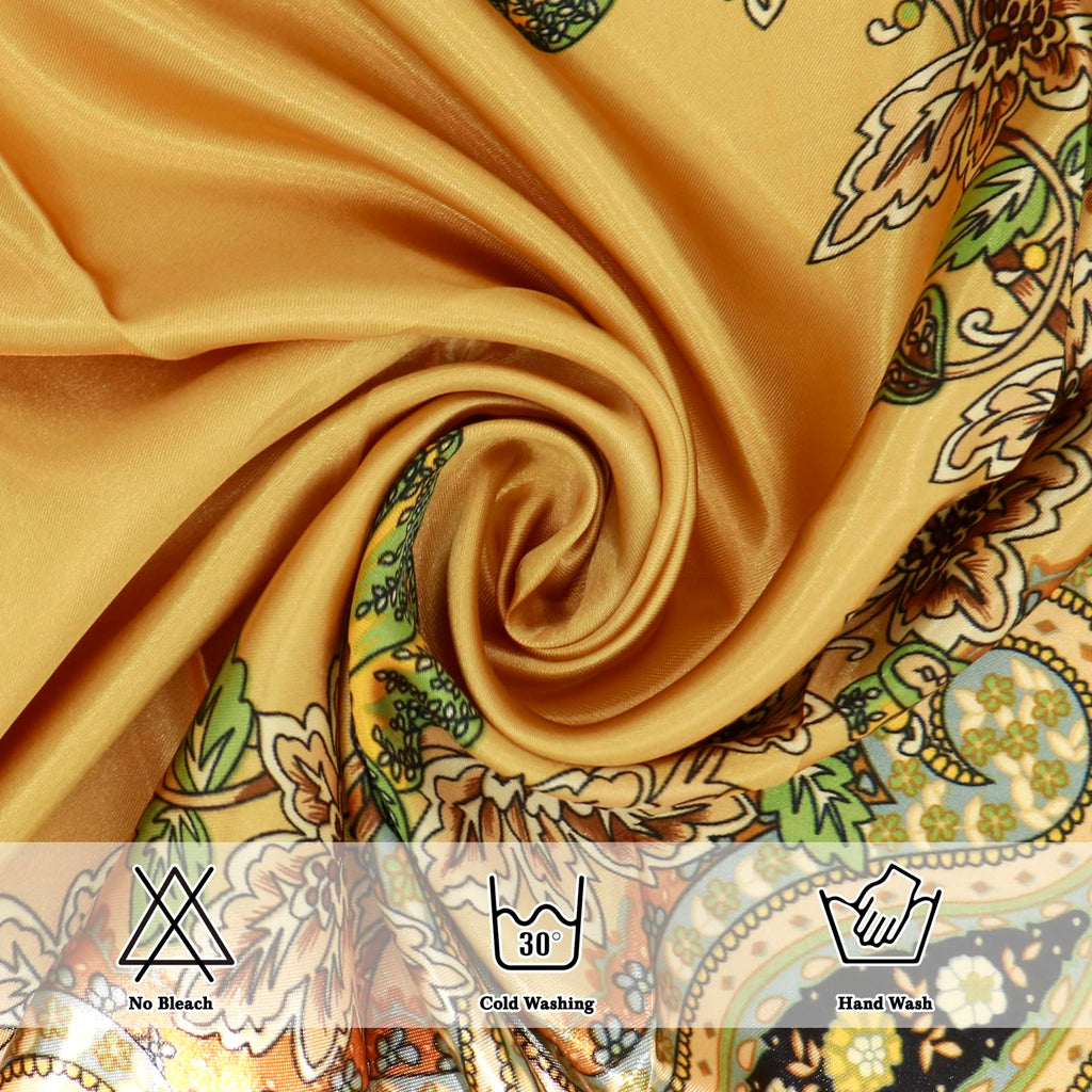 Ciormis 35" Silk Head Scarf for Women, 4 Pcs Satin Hair Scarf Square Silk Bandana Top Neck Scarves Hair Wraps for Sleeping