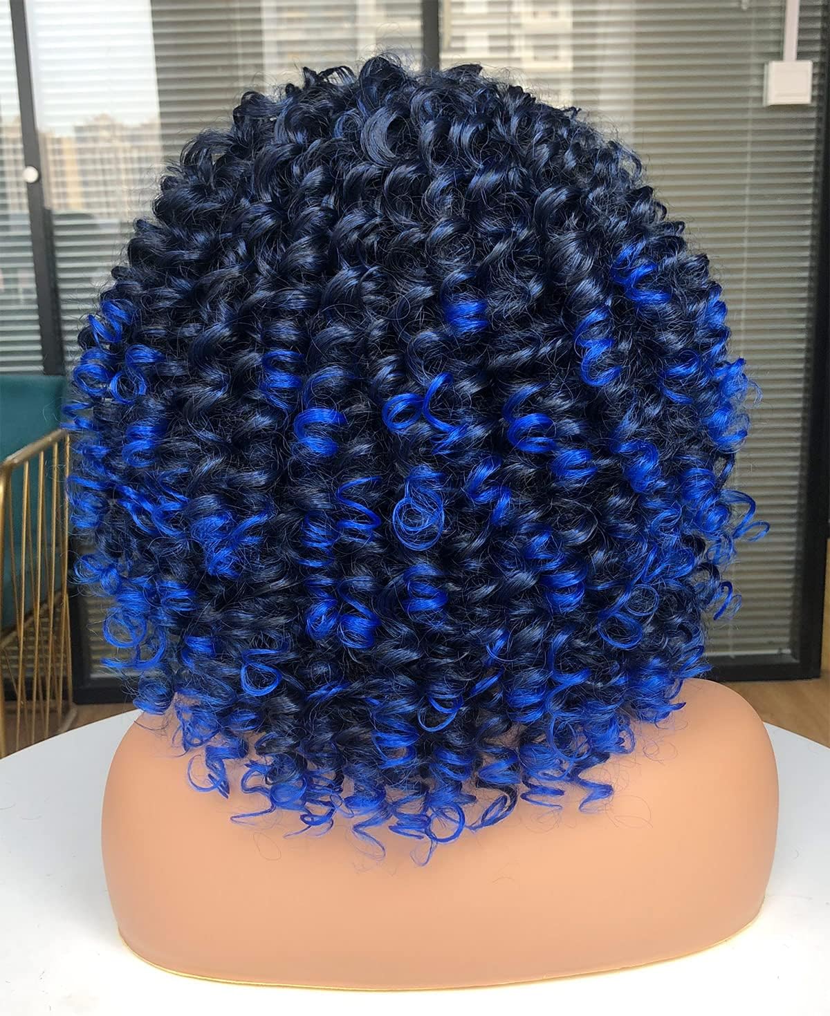 Curly Afro Wigs for Black Women Kinky Curly Wig with Bangs Synthetic Fiber Natural Looking Glueless Hair for Daily Wear