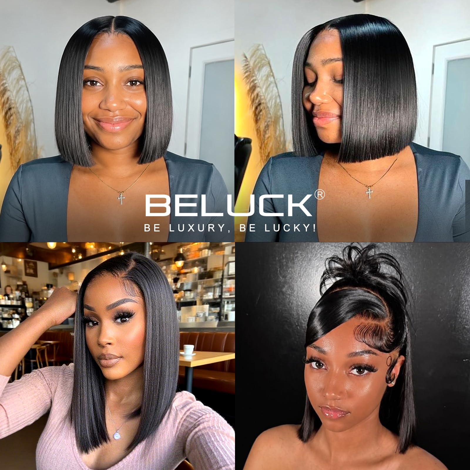 Beluck Short 13x6 Lace Front Bob Wig Human Hair For Black Women