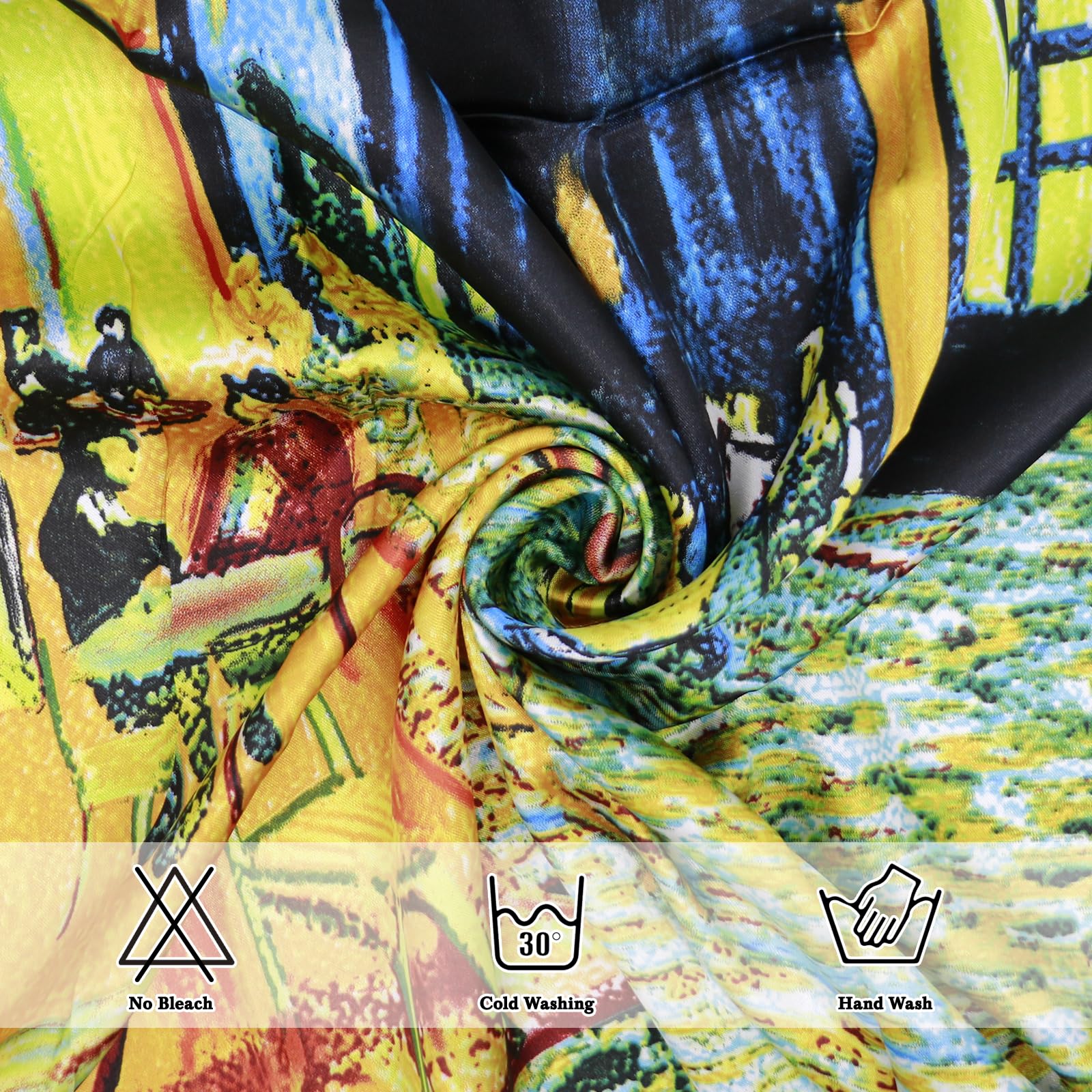 Ciormis 35" Silk Head Scarf for Women, 4 Pcs Satin Hair Scarf Square Silk Bandana Top Neck Scarves Hair Wraps for Sleeping