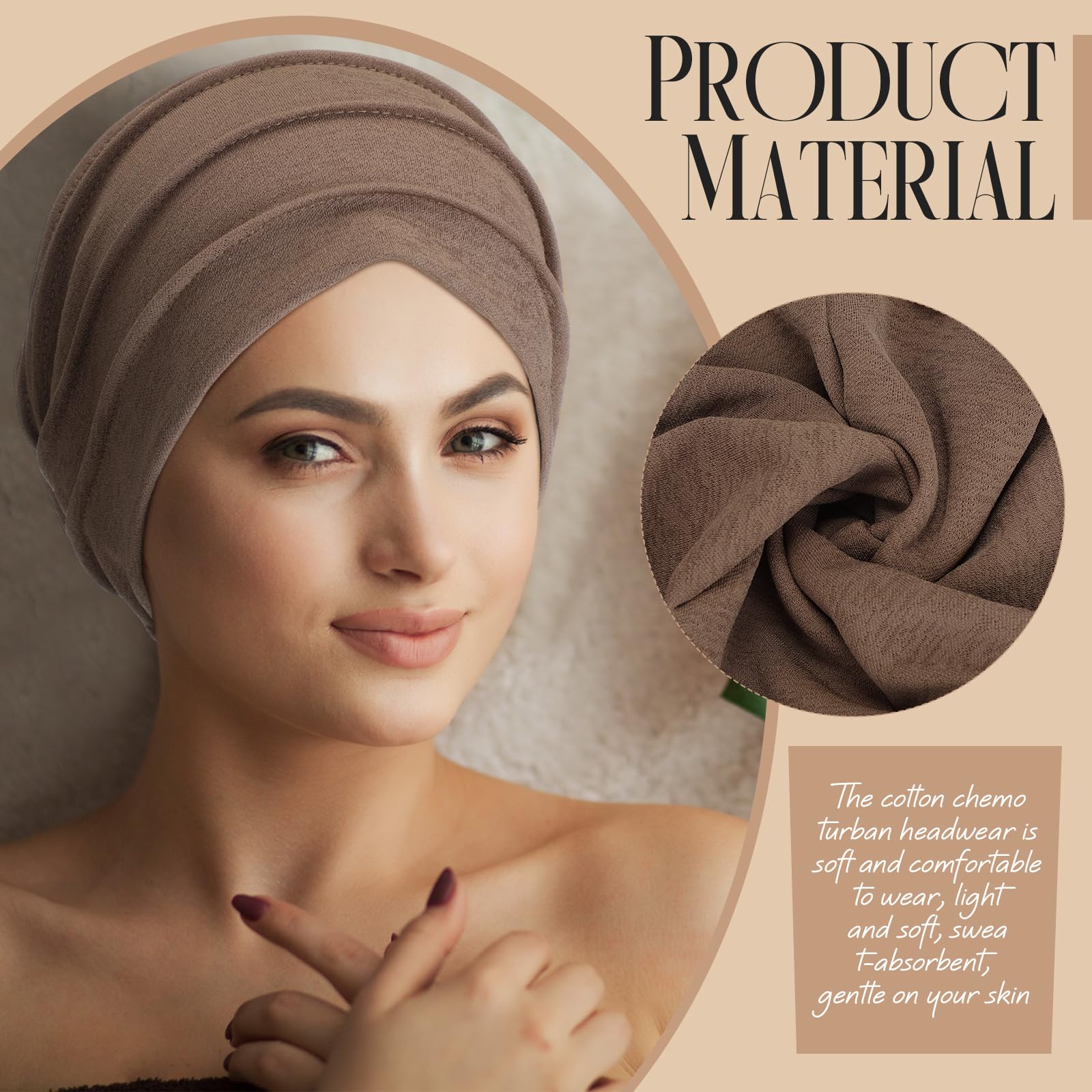 Geyoga 6 Pieces Chemo Headwear Caps for Women Cancer Slouchy Beanies Hats Warm Polyester Turban Hats Stretchy Sleeping