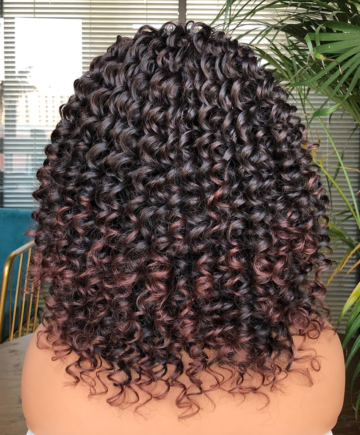 Curly Afro Wigs for Black Women Kinky Curly Wig with Bangs Synthetic Fiber Natural Looking Glueless Hair for Daily Wear
