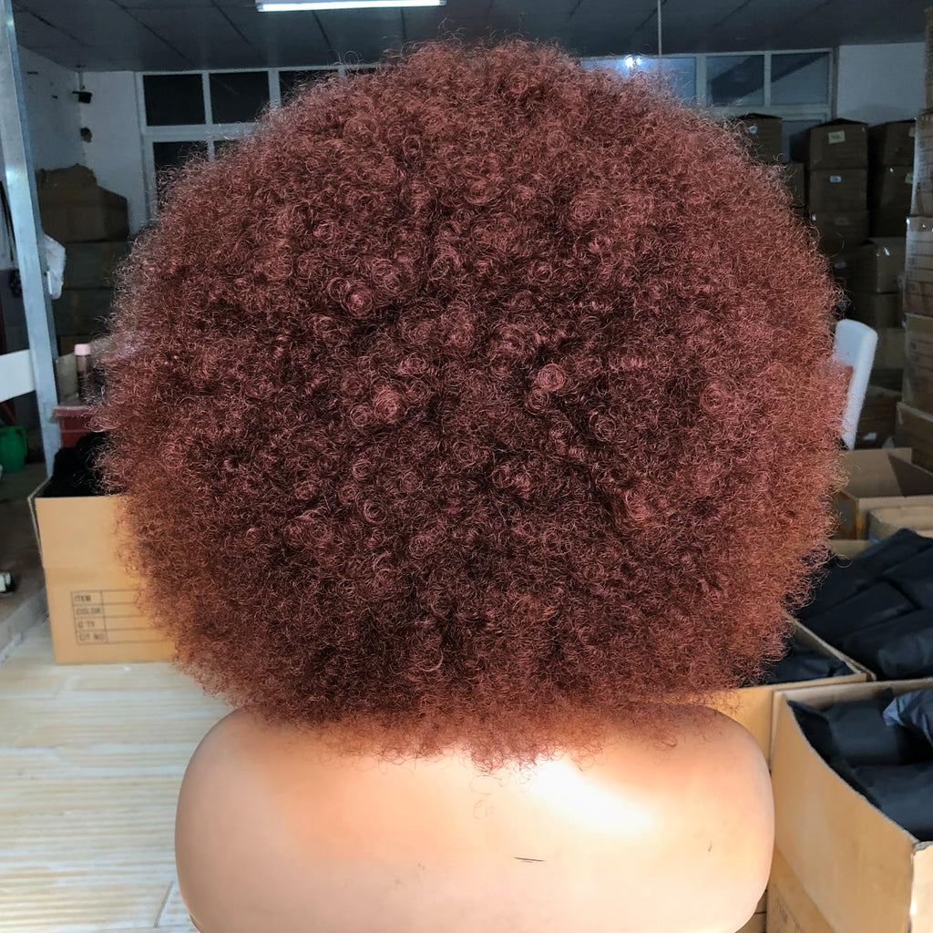Curly Afro Wigs for Black Women Kinky Curly Wig with Bangs Synthetic Fiber Natural Looking Glueless Hair for Daily Wear