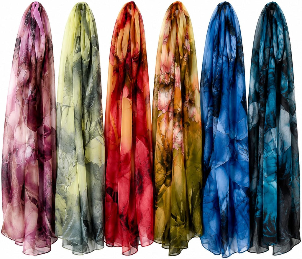 Sureio 6 Pcs Scarves for Women Lightweight Long Shawl Wraps