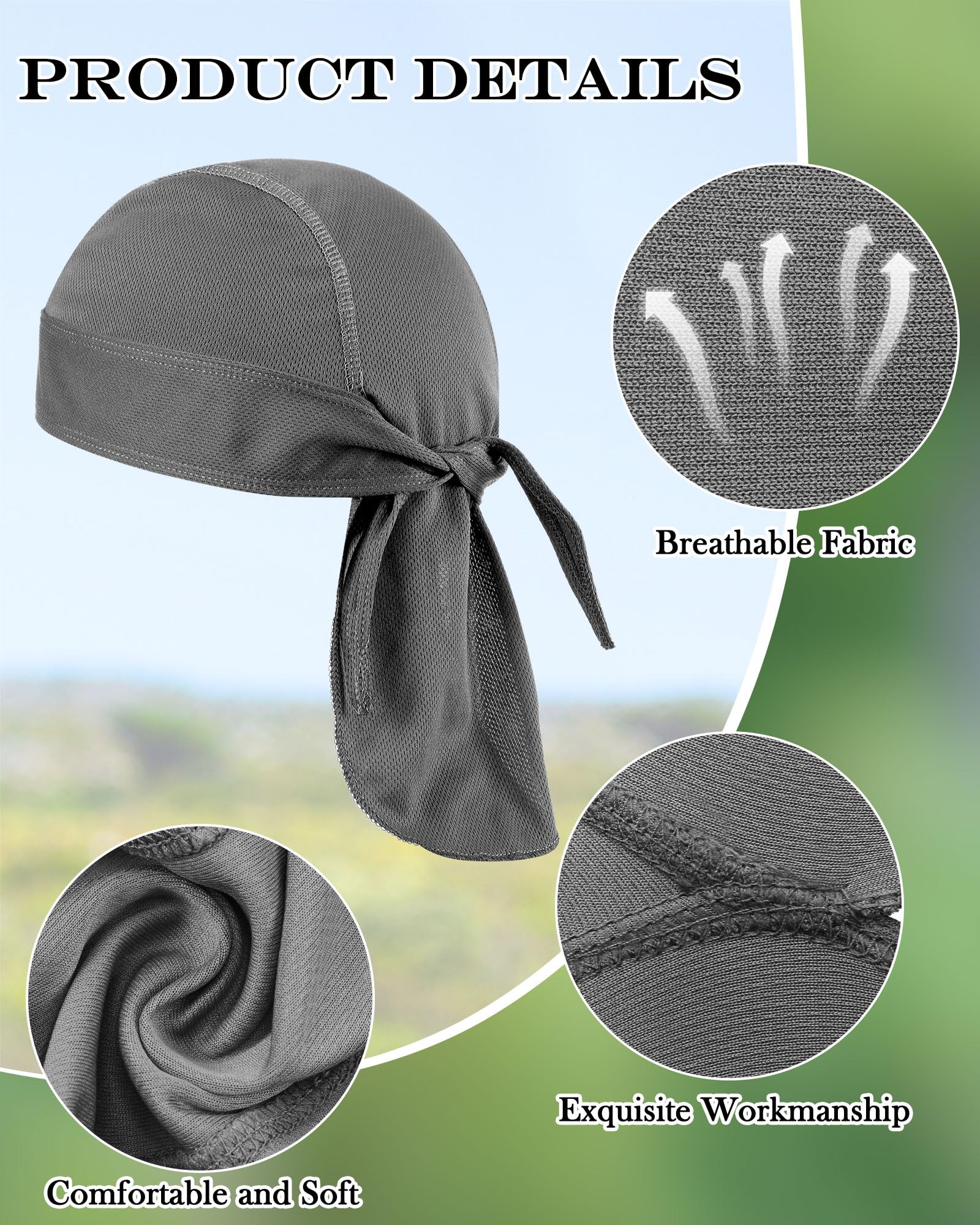 Foaincore 8 Pack Do Rags for Men