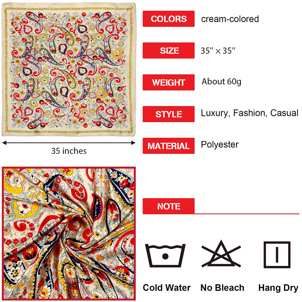 Honoson 4 Pcs 35 Inch Satin Head Scarf Bandanas for Women