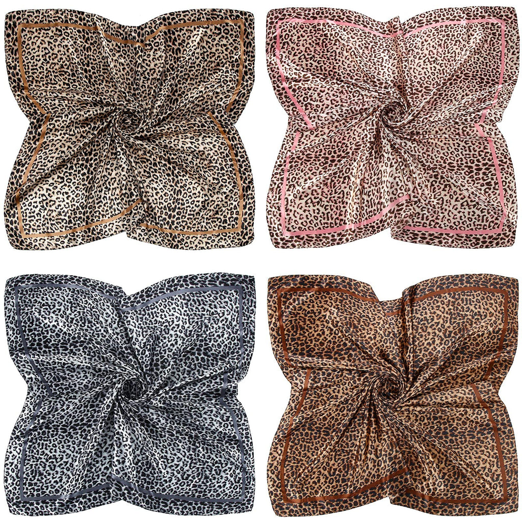 Honoson 4 Pcs 35 Inch Satin Head Scarf Bandanas for Women