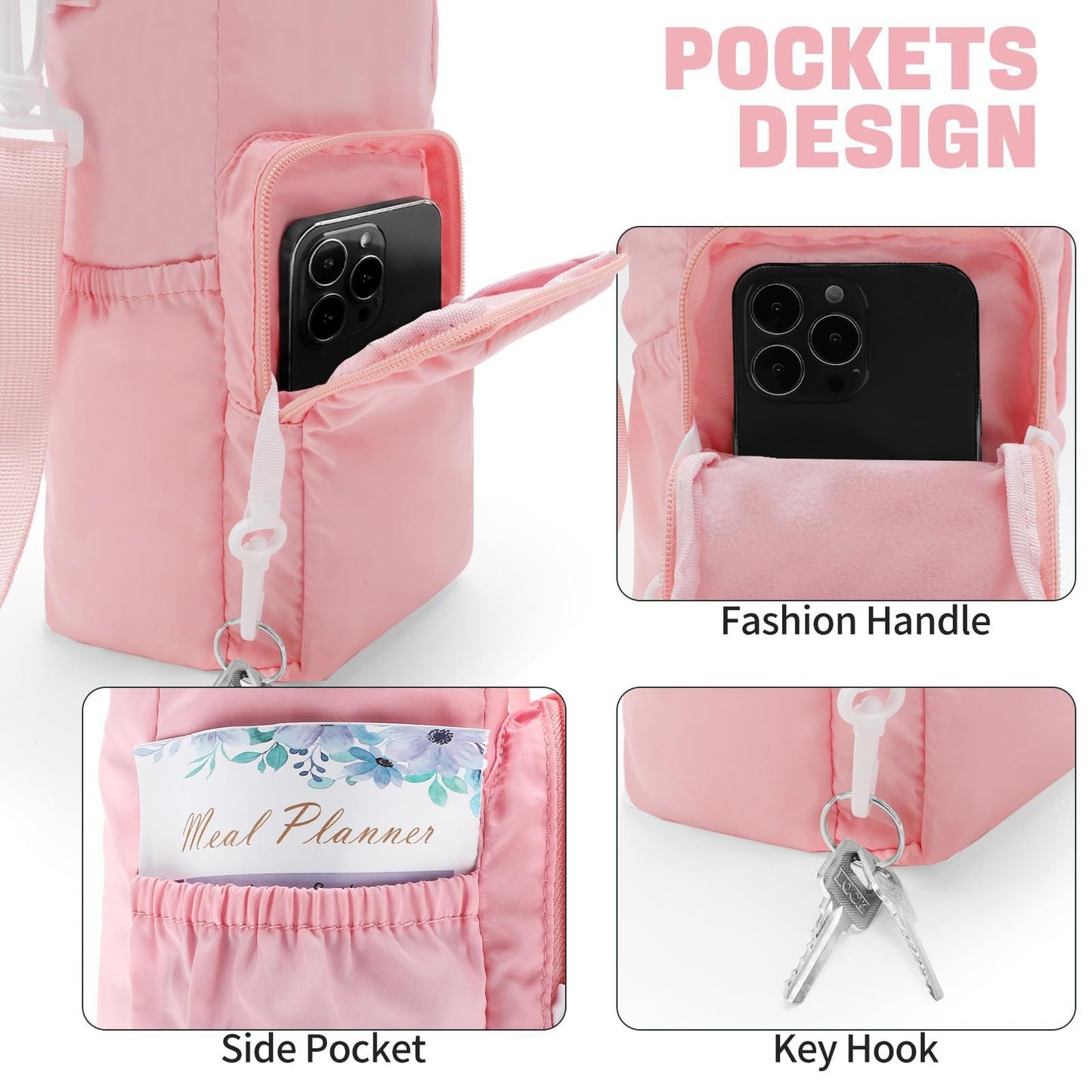 Insulated water cup cover, water cup cover Insulated ice bar kettle bag, Crossbody water cup bag with phone holder