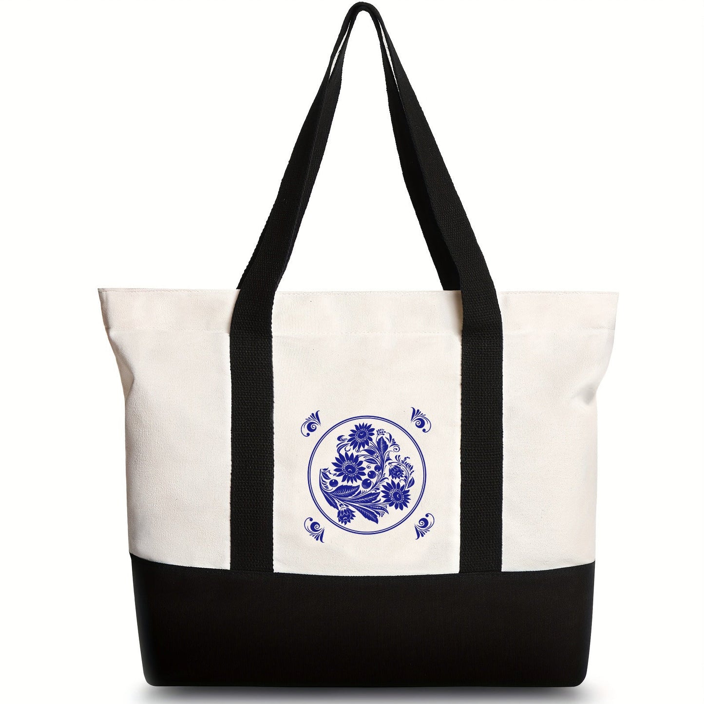 Canvas shoulder bag, large capacity letter print tote bag, women's fashion lightweight portable gift bag