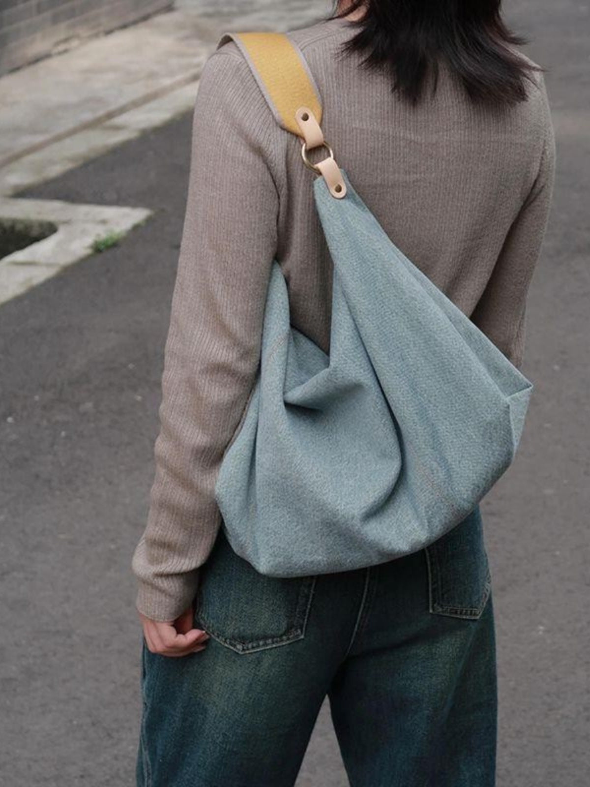 Slouchy purse, summer high capacity commuter shoulder bag, hobo bag denim, tote bag women