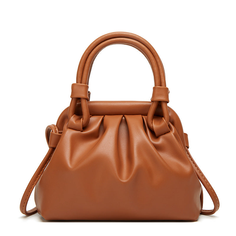 Top handle small purse, small tote purse with crossbody strap, Versatile pleated stylish underarm bag