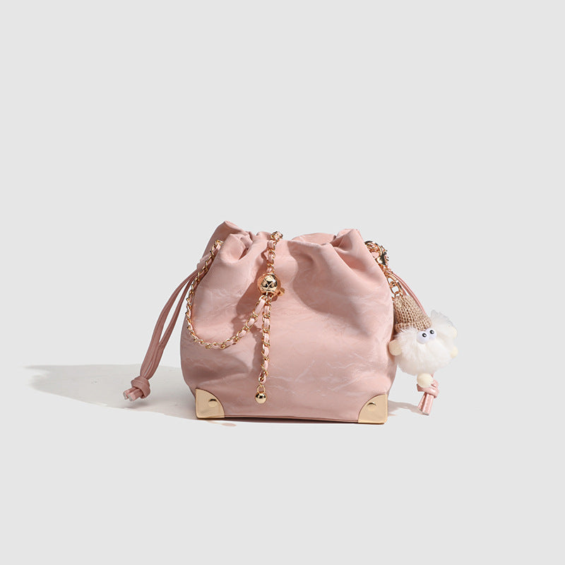 drawstring Chic Mini Bucket Bag - Stylish Women's Designer Shoulder & Crossbody Chain Bag