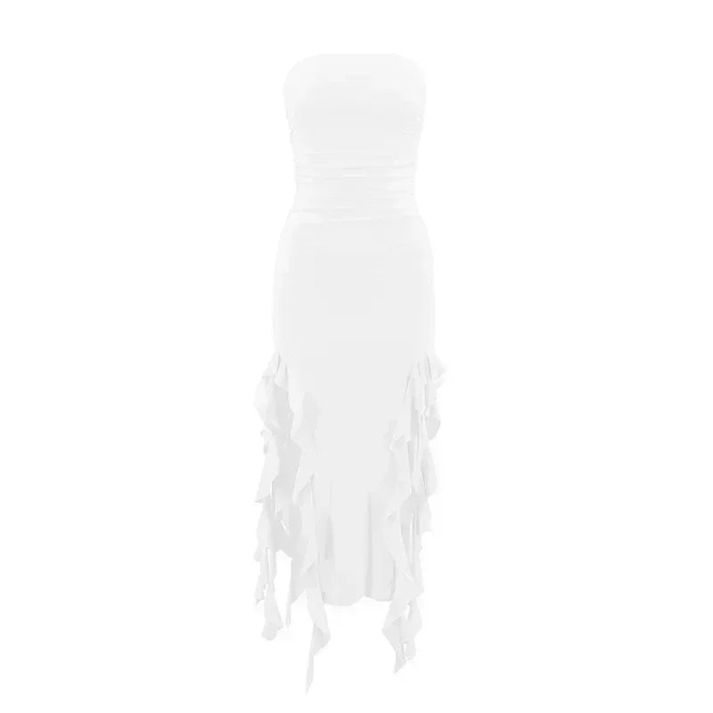BWQ Long Dresses For Women Slit Sexy Bodycon Sleeveless Jellyfish Dress Hot Girls Fashion Off The Shoulders Maxi Dress Woman - Staci's Store