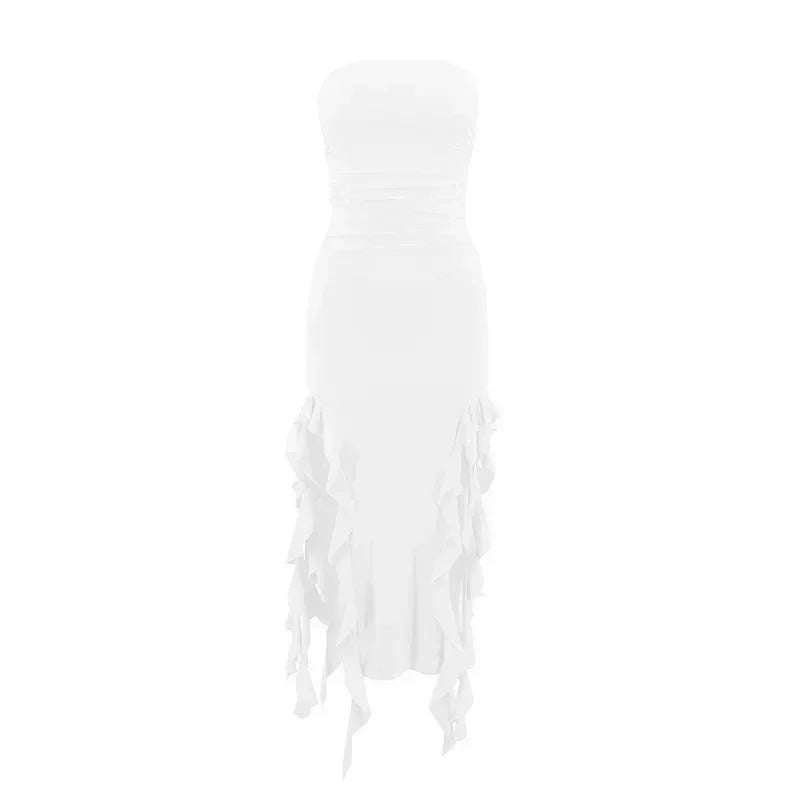 BWQ Long Dresses For Women Slit Sexy Bodycon Sleeveless Jellyfish Dress Hot Girls Fashion Off The Shoulders Maxi Dress Woman - Staci's Store