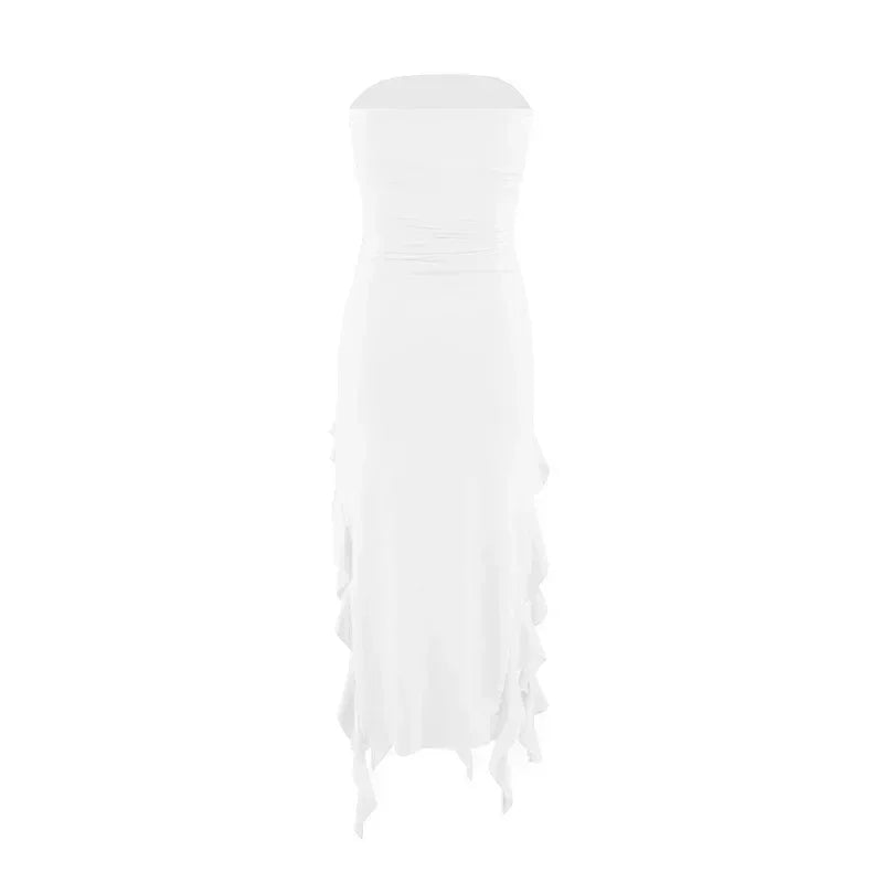BWQ Long Dresses For Women Slit Sexy Bodycon Sleeveless Jellyfish Dress Hot Girls Fashion Off The Shoulders Maxi Dress Woman - Staci's Store
