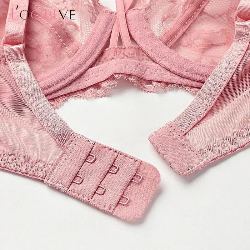 Logirlve Wholesale 3PCS Sexy Underwear Woman Lace Bras Hollow out Ultrathin Bra Women's lingerie Big Size Bra