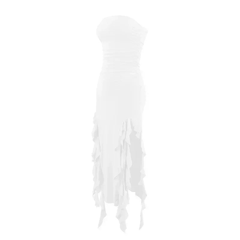 BWQ Long Dresses For Women Slit Sexy Bodycon Sleeveless Jellyfish Dress Hot Girls Fashion Off The Shoulders Maxi Dress Woman - Staci's Store
