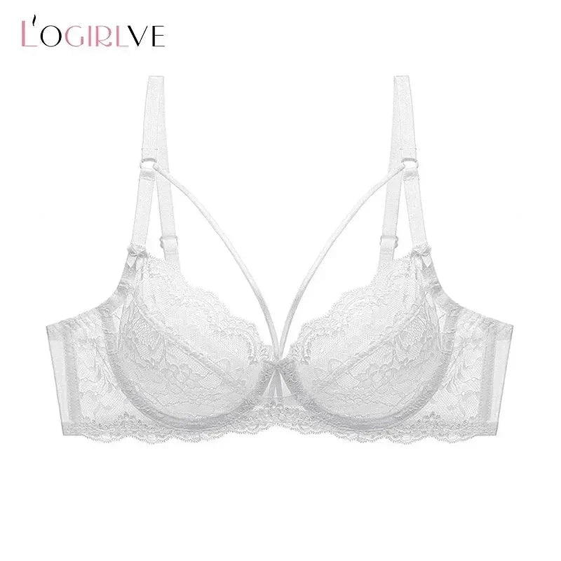 Logirlve Wholesale 3PCS Sexy Underwear Woman Lace Bras Hollow out Ultrathin Bra Women's lingerie Big Size Bra