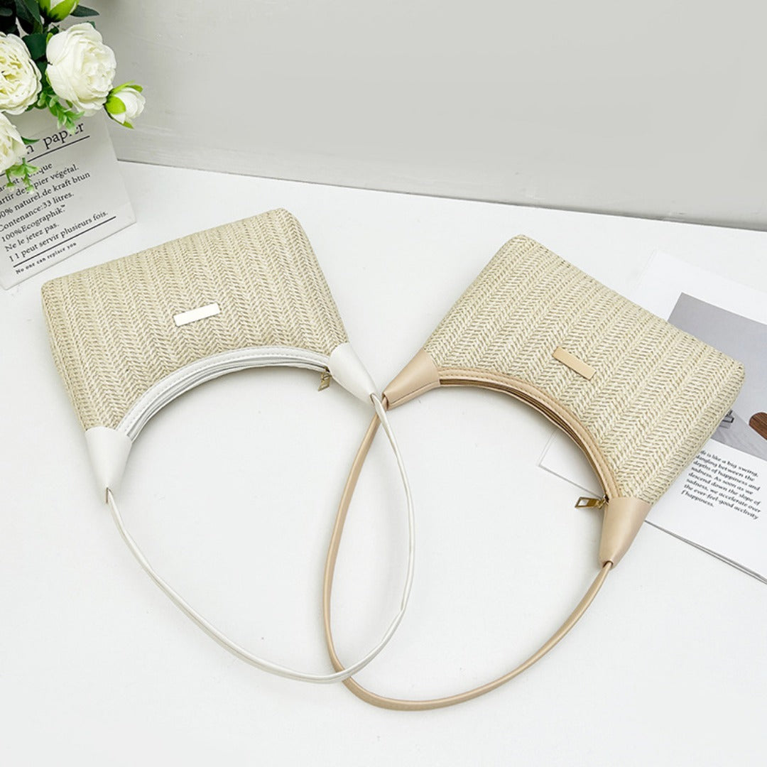 Chic Small Shoulder Straw Bag – Stylish Crossbody Bag for Ladies, Versatile Summer Hobo Bag