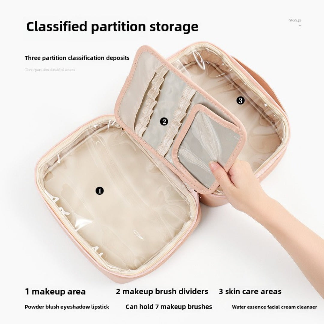Makeup Bag Organizers, PU Square Portable Cosmetic Bag, Cosmetic Storage Bag, Portable Travel Large-capacity Wash Bag, Makeup Bag with Compartments,