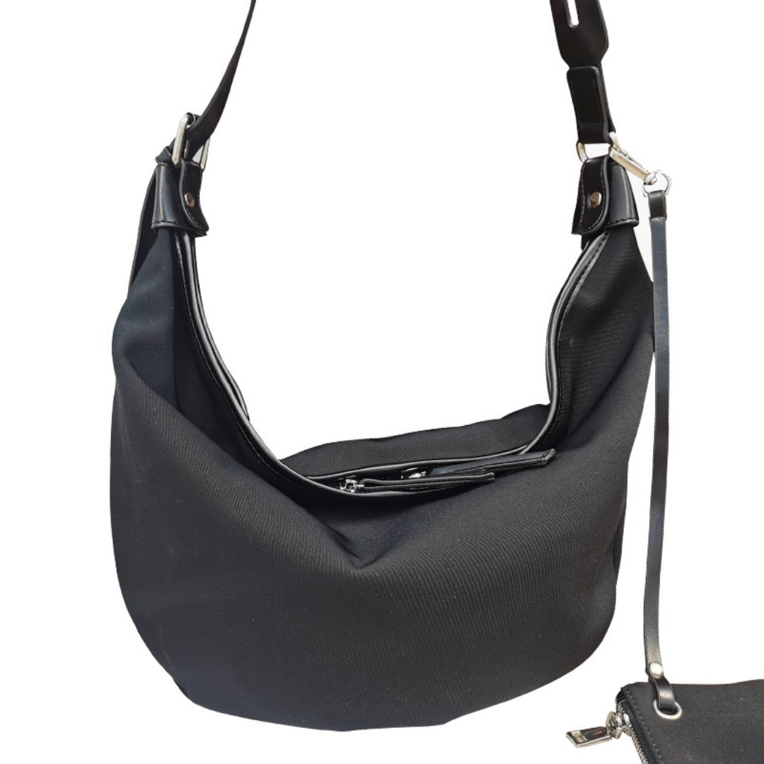 Slouch purse Crossbody, Casual bag Female, Zebra pattern fabric shoulder bag, large capacity hobo bag 2 in 1