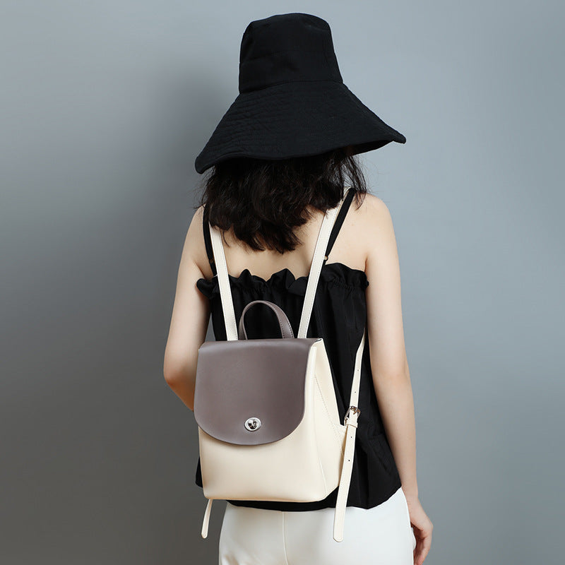 Women backpack purse medium capacity genuine leather